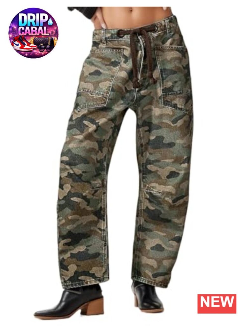 Women's Mid Rise Baggy Barrel Jeans with Pockets